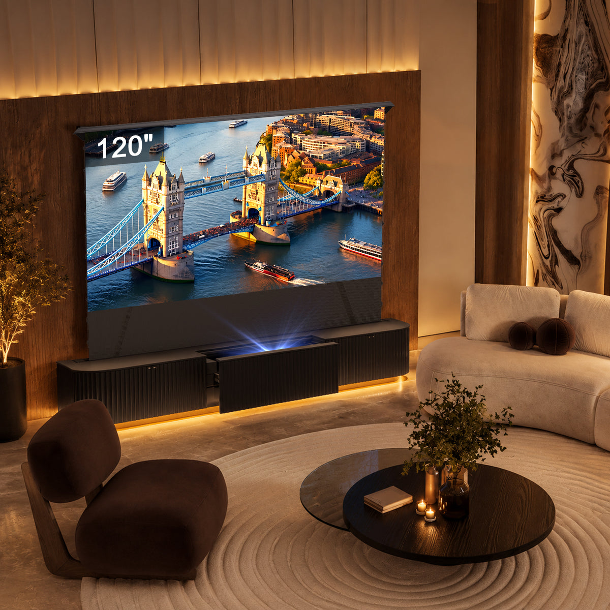 NothingProjector Milo laser TV cabinet in black, 120 inch
