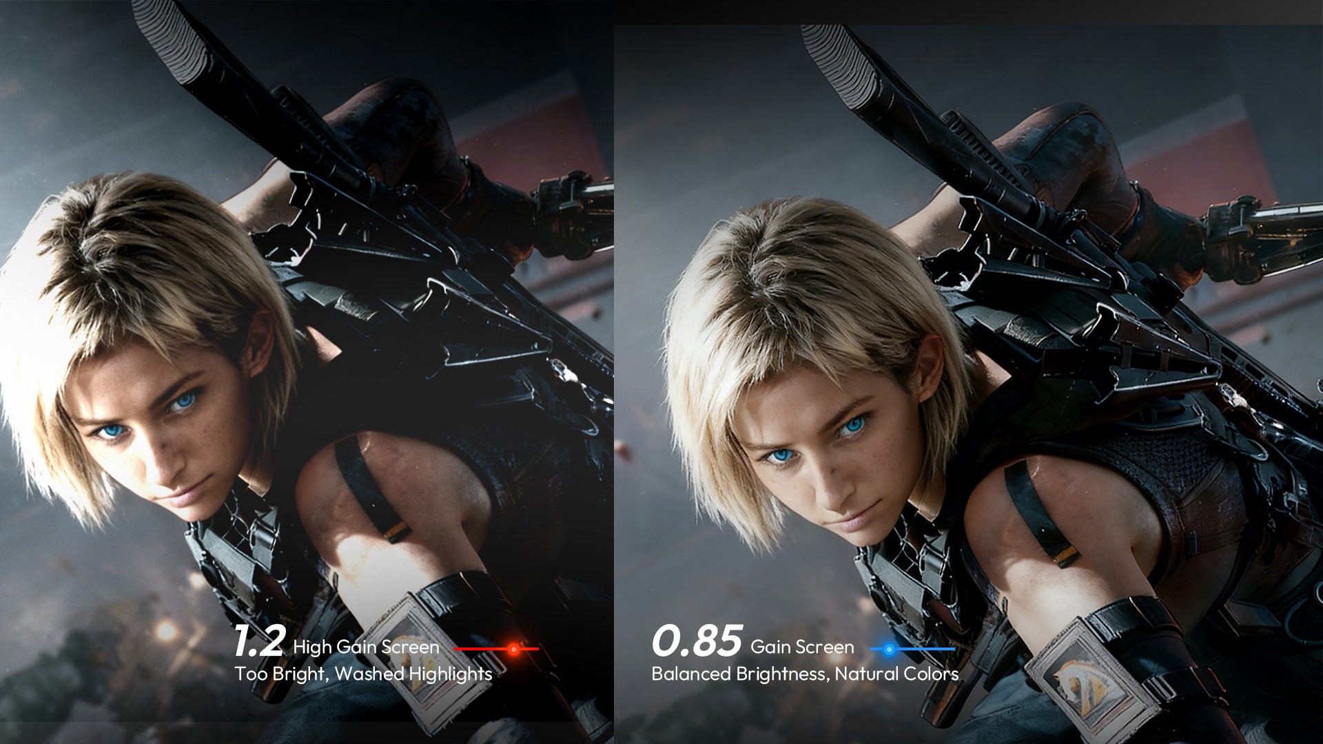 NothingProjector PET Crystal Classic ALR Screen 0.85 Gain Delivers Balanced Brightness vs 1.2 High Gain Screen for Home Cinema