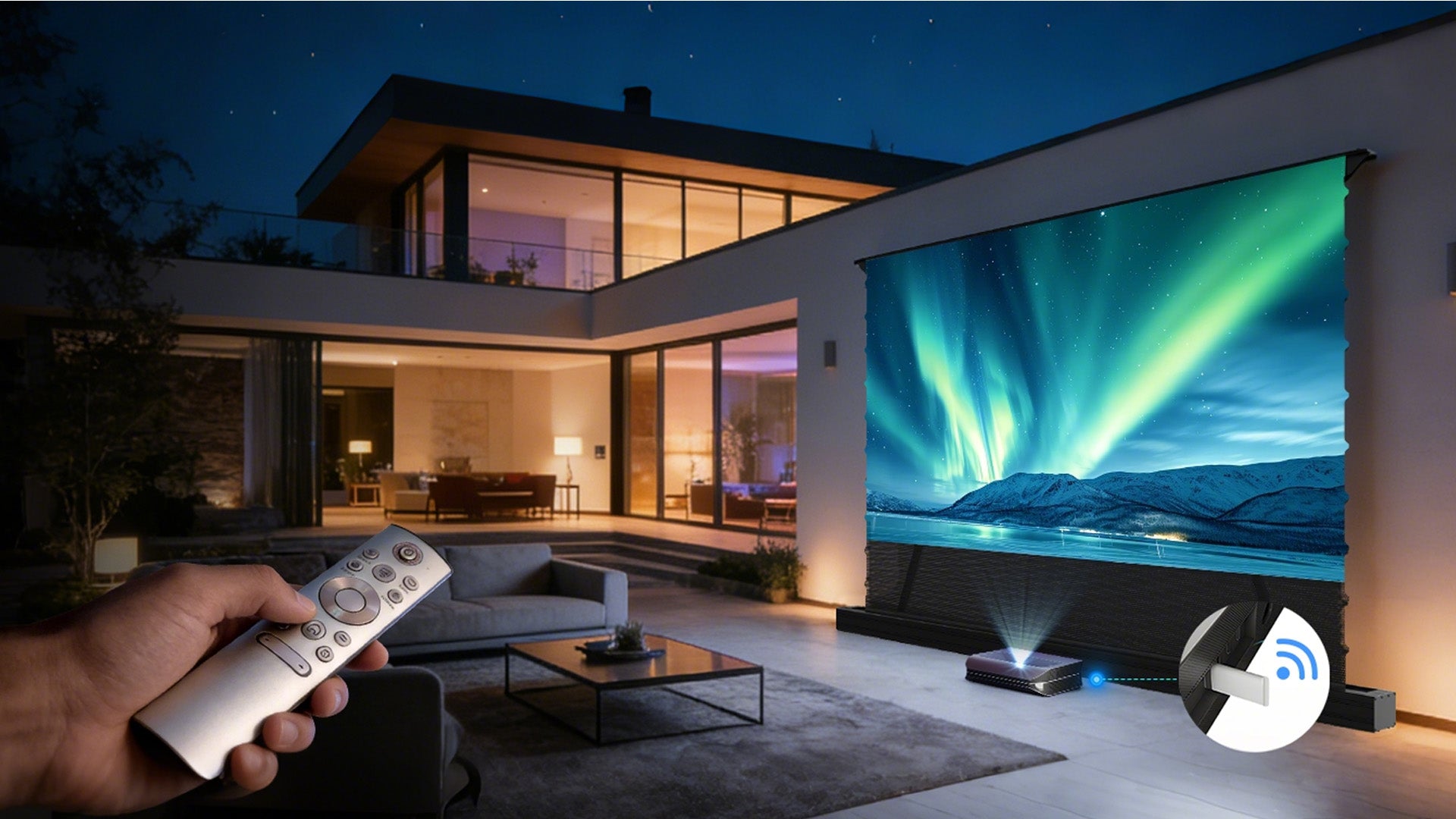 NothingProjector PET Crystal Classic ALR Screen Features Projector Sync for Automatic Rise and Fall via USB Trigger Connection