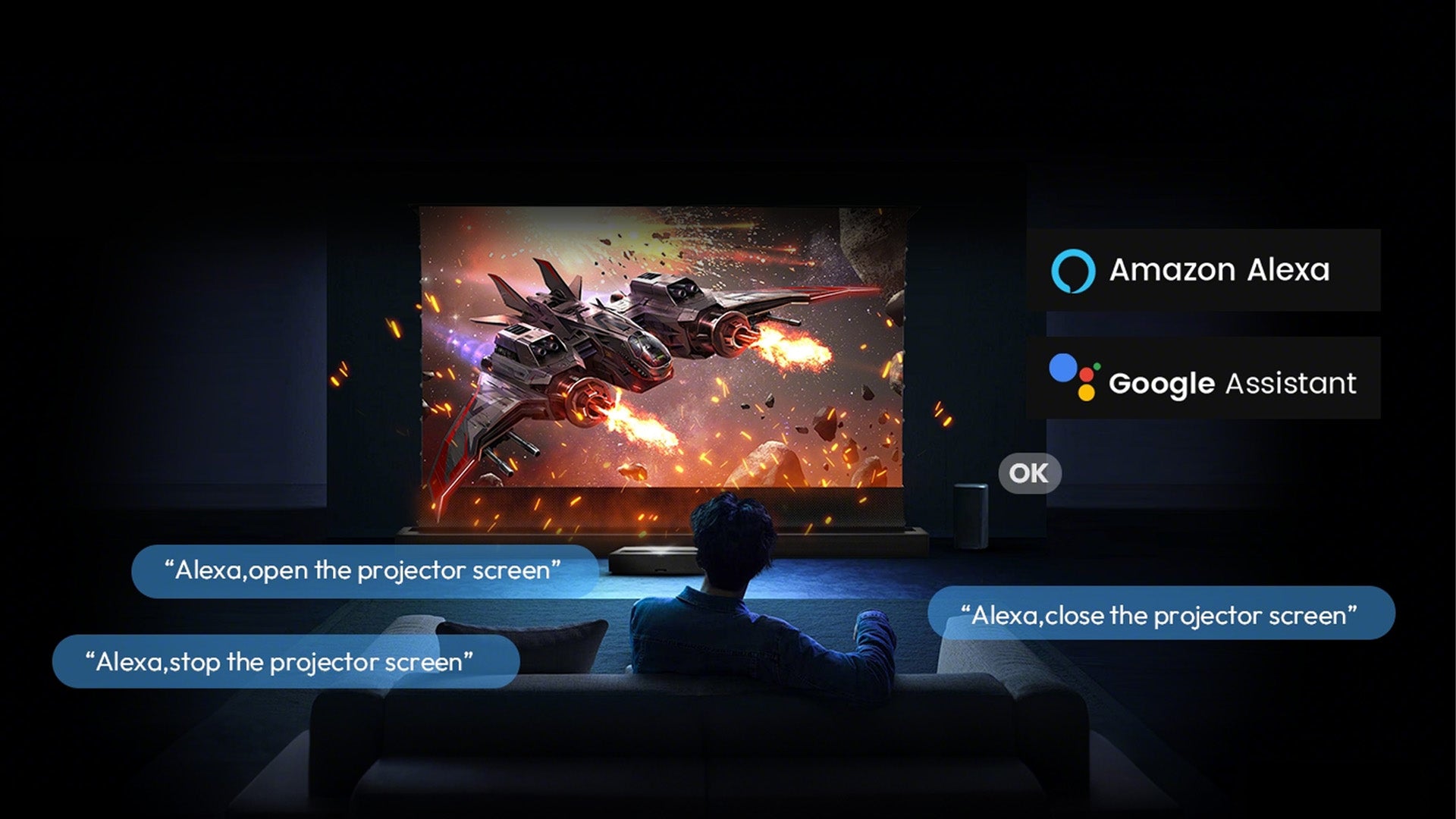 NothingProjector PET Crystal Classic ALR Motorized Floor Rising Screen Supports Voice Control with Amazon Alexa and Google Assistant