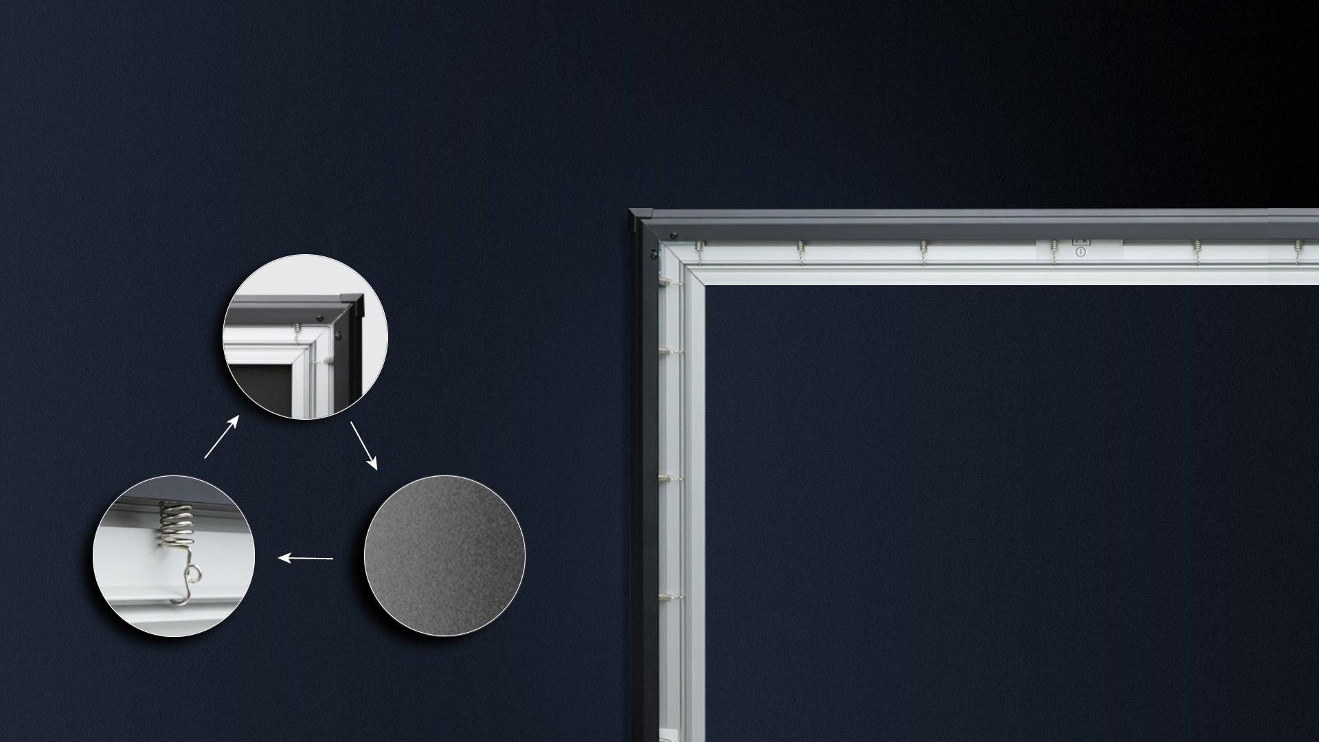 NP Black Series ALR Projection Screen: Wrinkle-free reinforced aluminum frame with slim design for durable, immersive viewing.