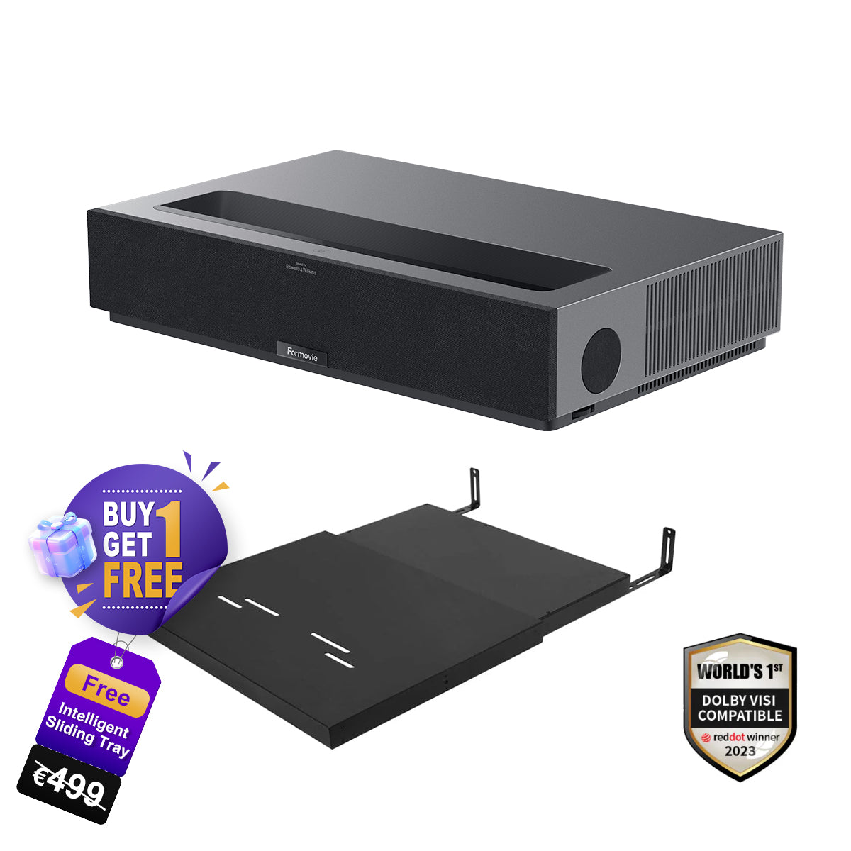 Formovie Theater Ultra Short Throw Triple Laser Projector 4K UHD Supports Dolby Vision 1800 ISO Lumens