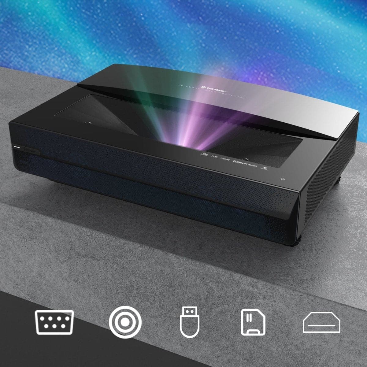 Bomaker Polaris 4K Laser Tv 2500 ANSI Dlp Smart UST Ultra Short Throw Laser Projector - Nothingprojector