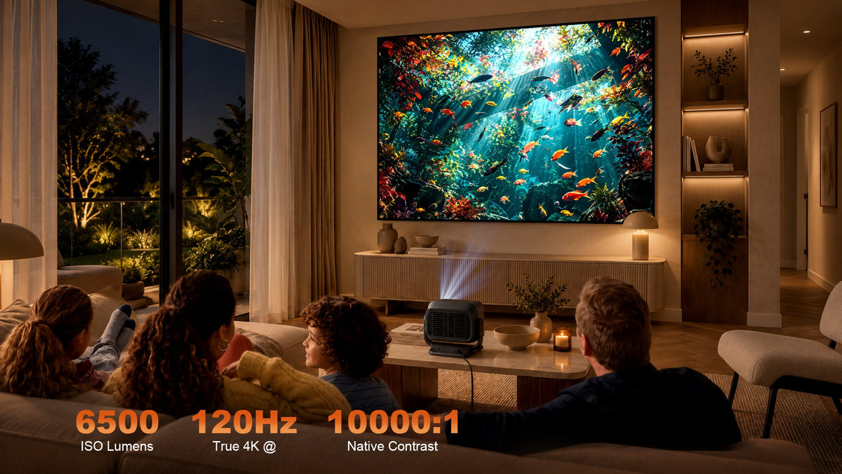 JMGO exhibition booth at IFA Berlin 2026 unveiling the IRIS Series true 4K 120Hz smart projectors.