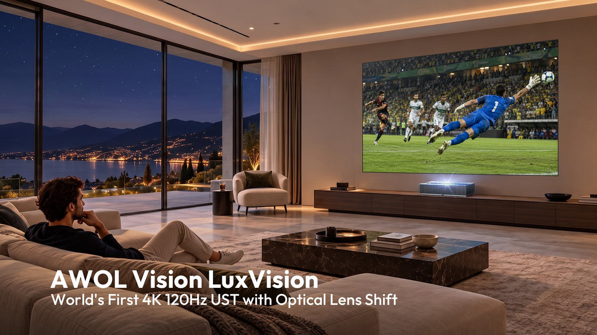 AWOL Vision LuxVision flagship UST projector unveiled at IFA and CEDIA 2026 with 4K 120Hz display.