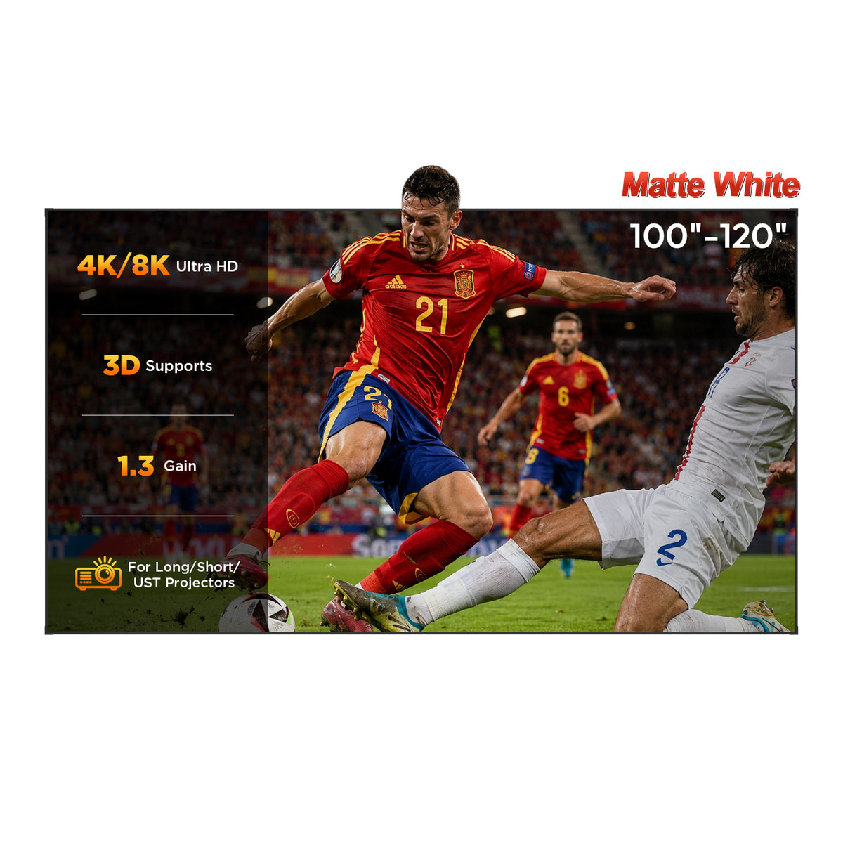100''-120'' NothingProjector Matte White Fixed Frame Screen For Long/Short/UST Projector
