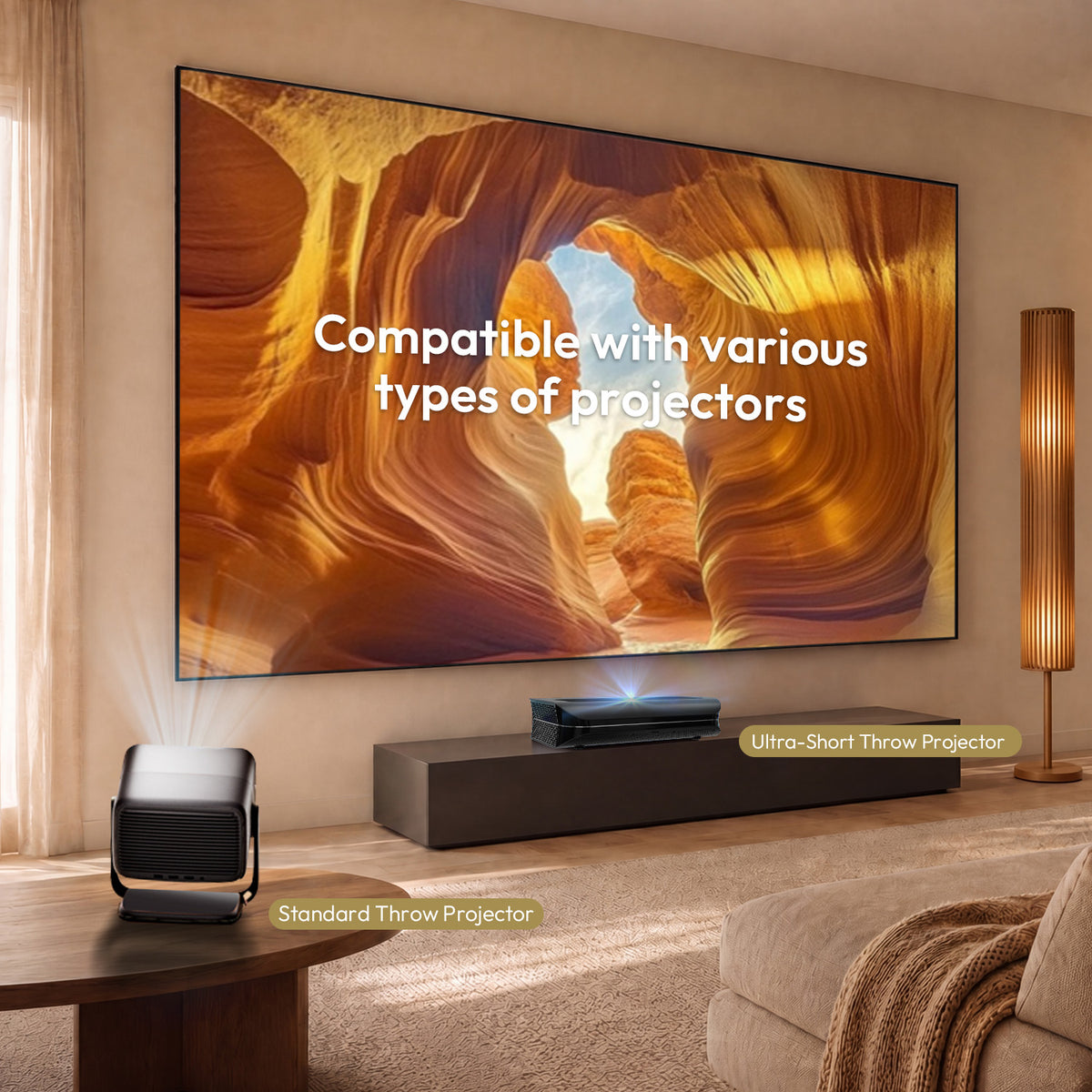 100''-120'' NothingProjector Matte White Fixed Frame Screen For Long/Short/UST Projector