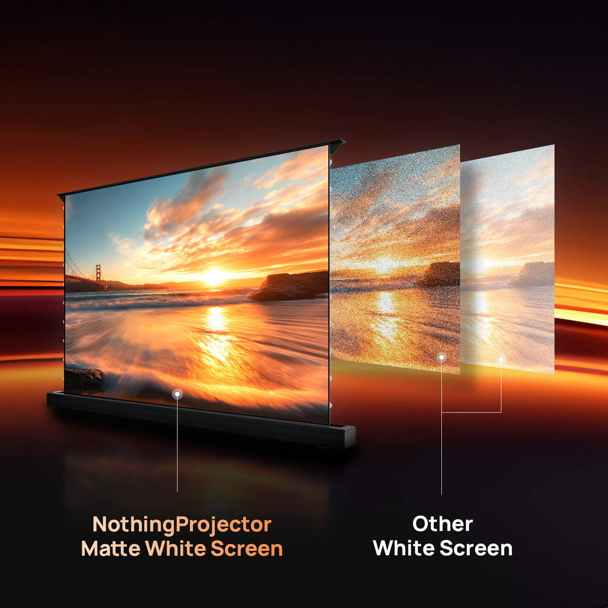 100''-120'' NothingProjector Matte White Motorized Floor Rising Screen For Long/Short/UST Projector