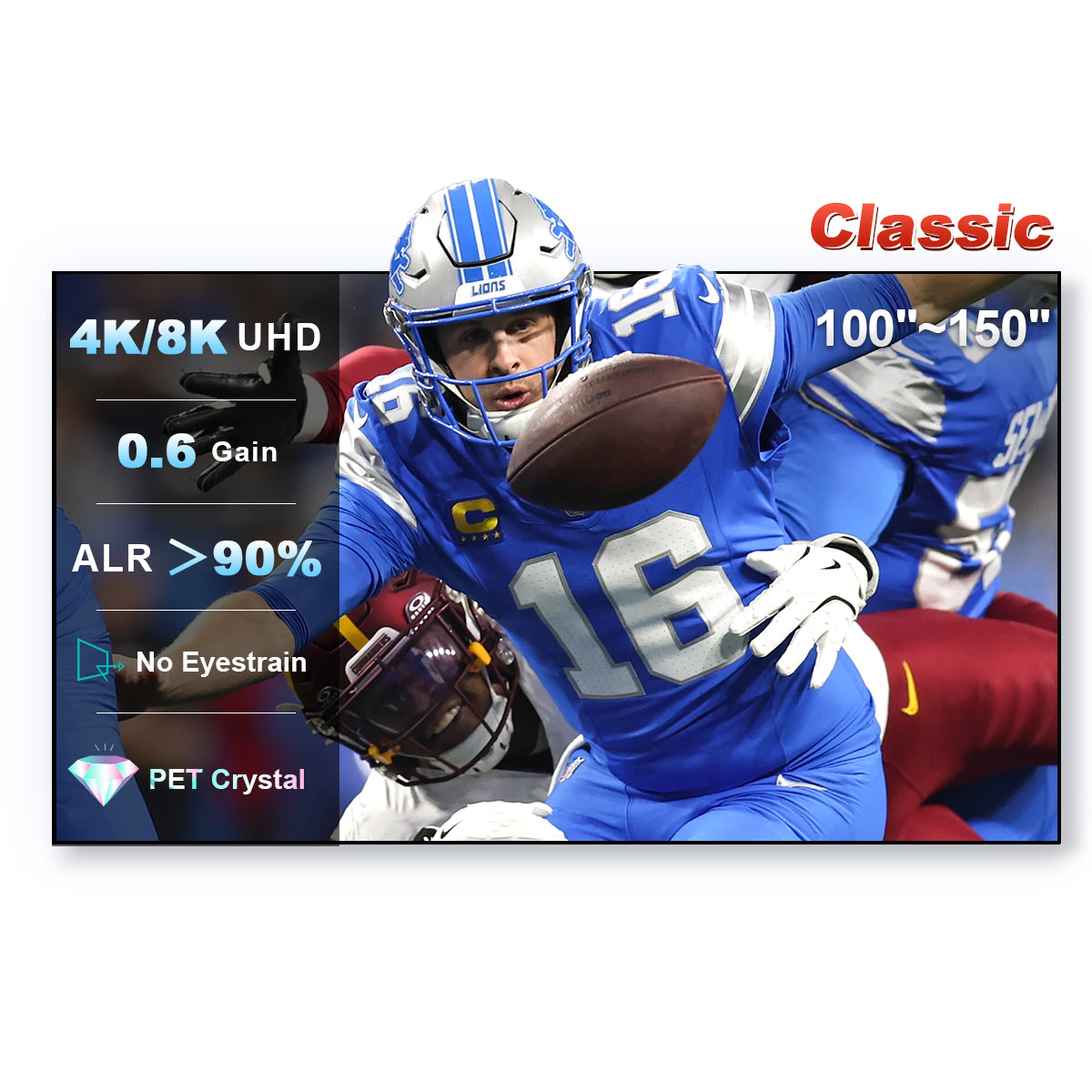 100''-150'' Nothing Projector Pet Crystal Classic Ultra Courte Focale ALR Vidéoprojecteur Écran