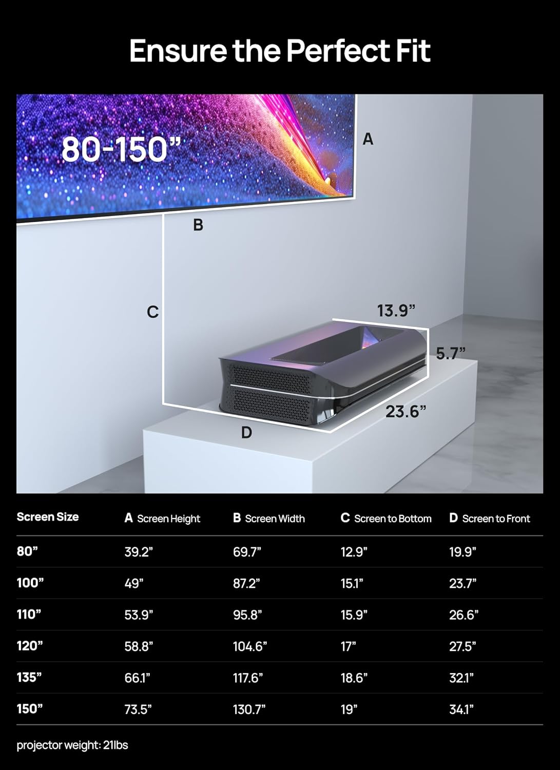 Awol Vision LTV-2500 UST Projecteur 2600 Lumens 4K Home Theatr