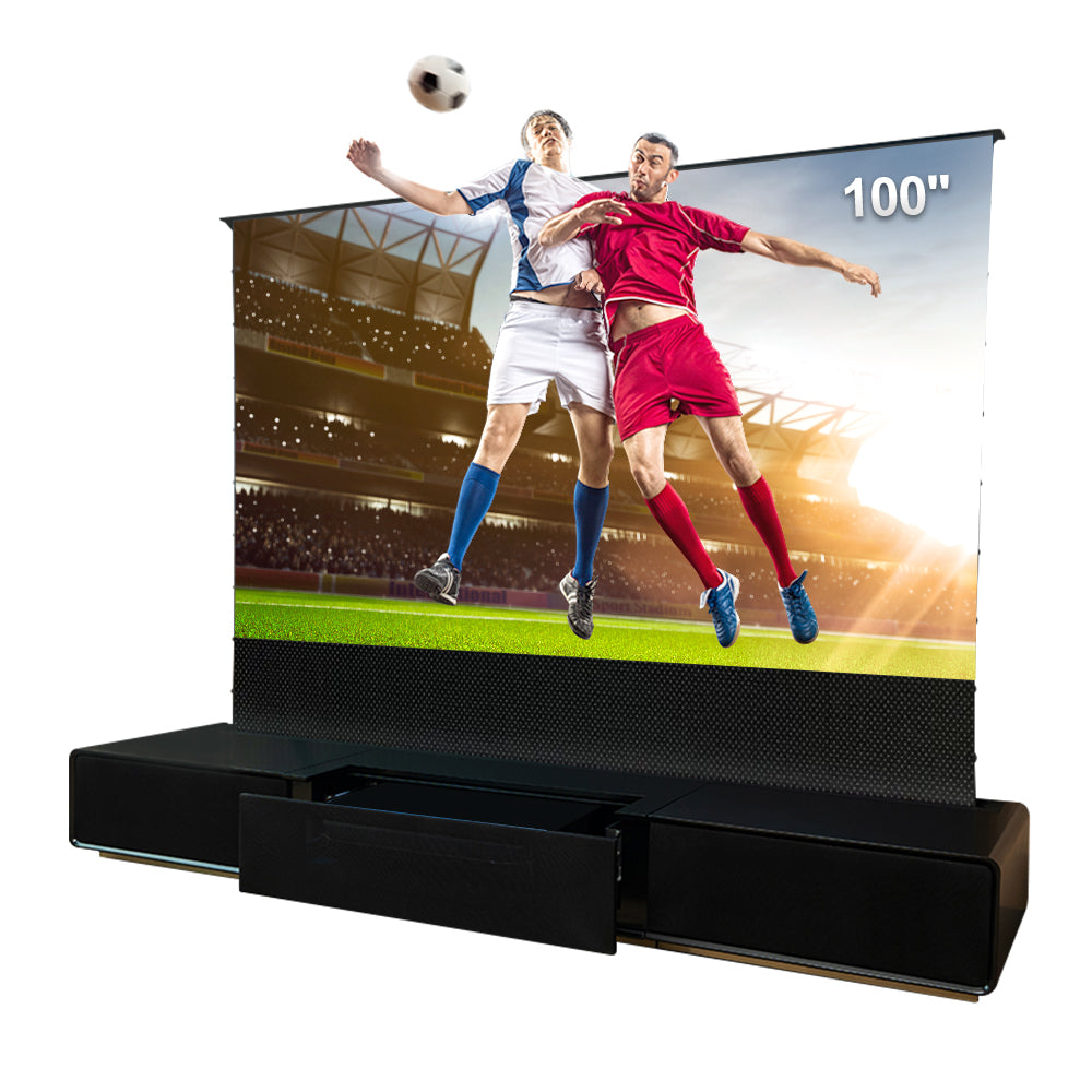 Shore UST Projector Matte Cabinet + Motorized Floor Rising Screen Bund ...