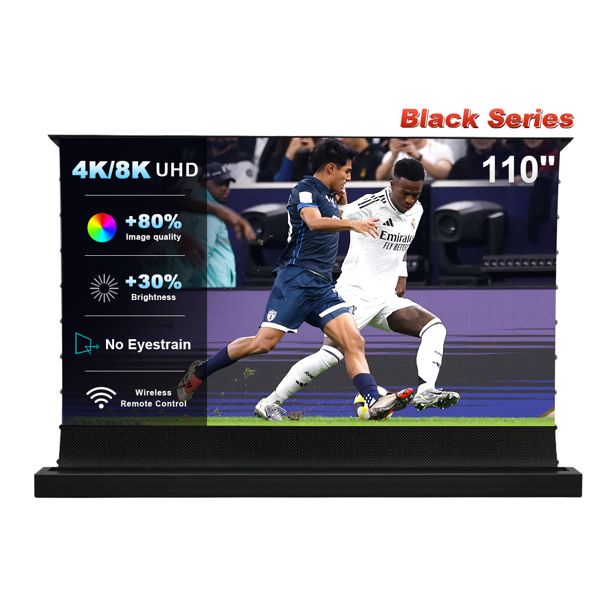 84''-130'' Nothing Projector Black Series Motorisé Motorisé Du Sol Écran Pour un Long Lancer Vidéoprojecteurs