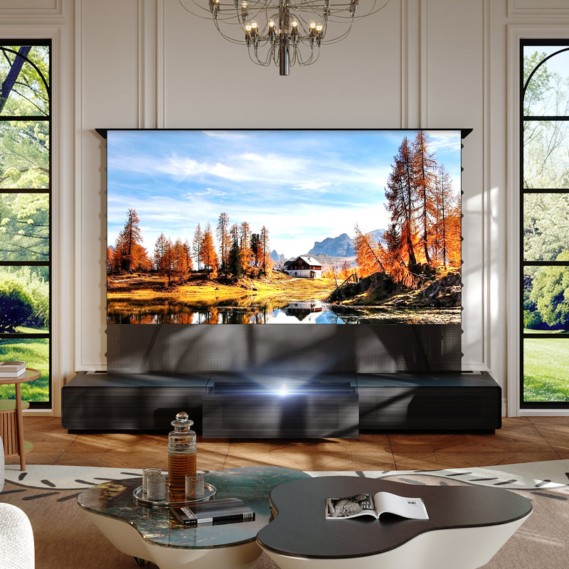 Shore Wood Grain TV Cabinet for Ultra Short Throw Projector (Pre-Assembled)