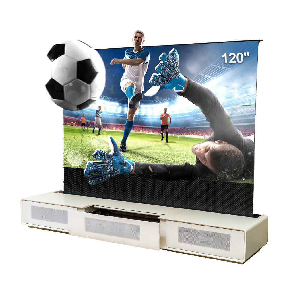 Shore ROLATV Rollable Laser Matte TV Cabinet + Motorized Floor Rising Screen bundle