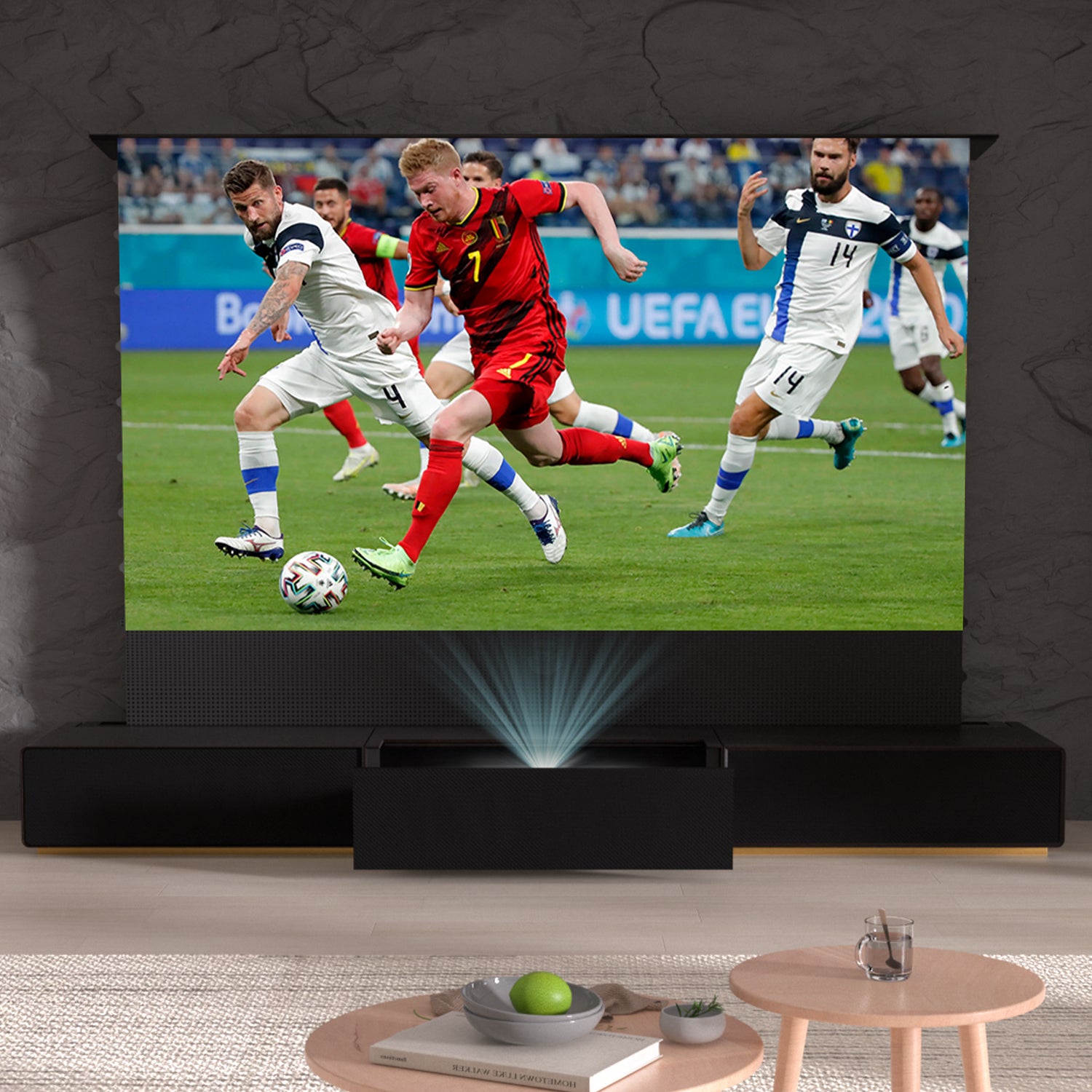 Shore Meuble TV à motif bois pour projecteur à ultra courte focale (préassemblé)