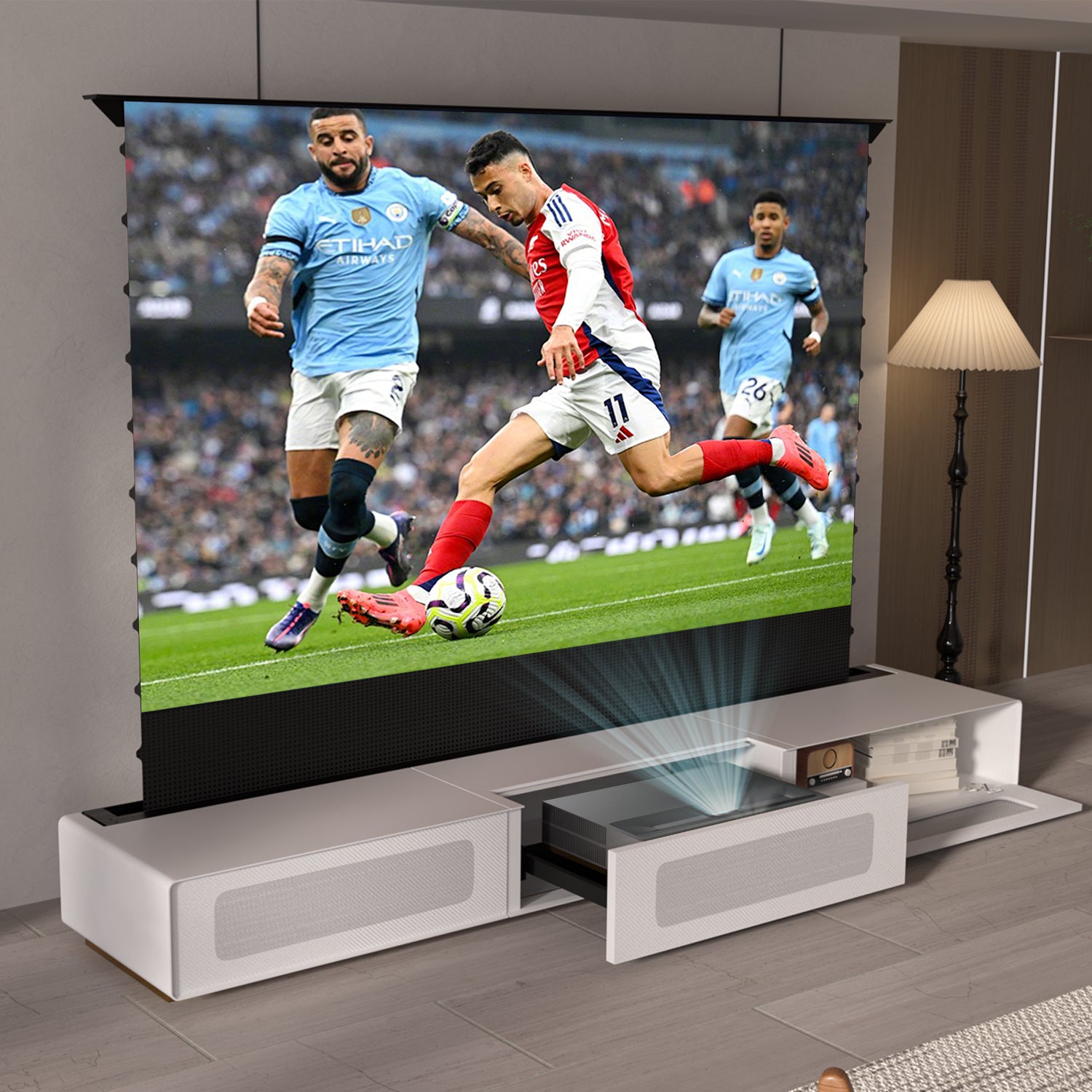 Shore Fully-Assembled Modern Matte TV Stand for UST Projector