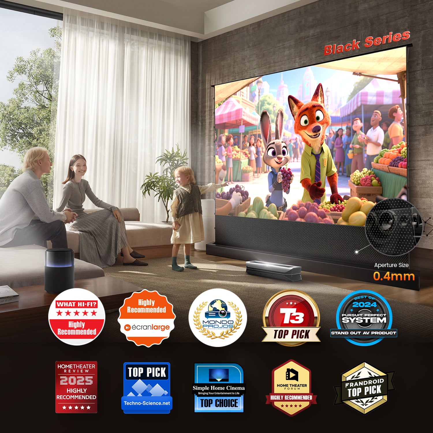 84''-130'' NothingProjector Black Series ALR Motorized Floor Rising Screen For Ultra Short Throw Projector