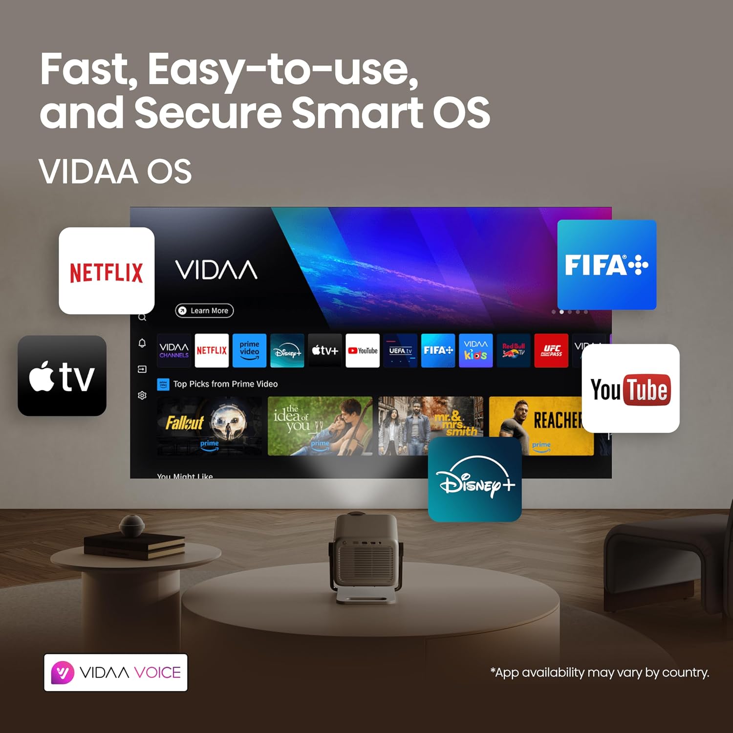 Hisense XR10 4K triple laser intelligent Vidéoprojecteur avec Iris et Lens Shift, 6000 ANSI Lumens, 65" - Système d'exploitation Vidaa amélioré Dolby Vision IMAX 300 pouces réglé par Devialet