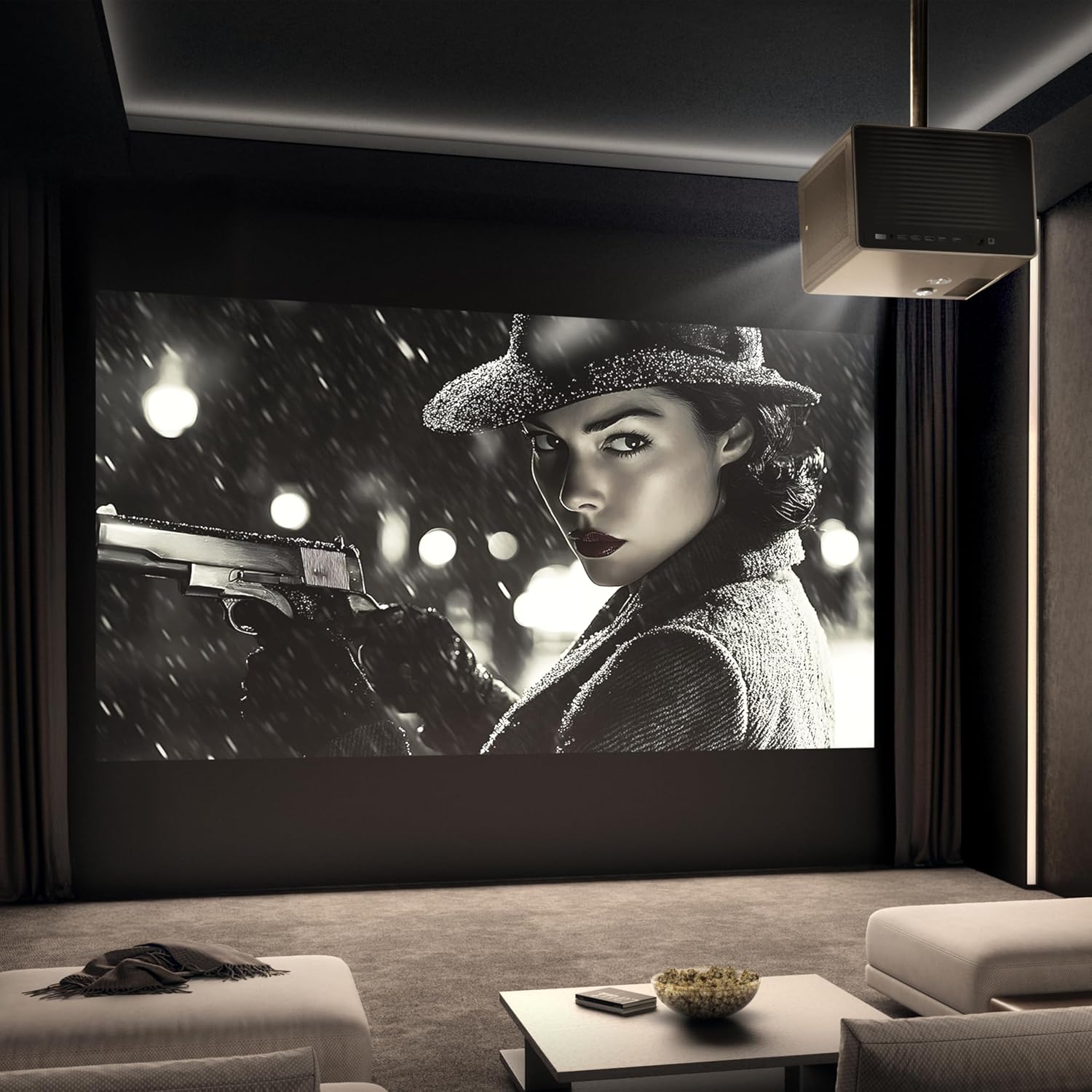 Hisense XR10 4K triple laser intelligent Vidéoprojecteur avec Iris et Lens Shift, 6000 ANSI Lumens, 65" - Système d'exploitation Vidaa amélioré Dolby Vision IMAX 300 pouces réglé par Devialet