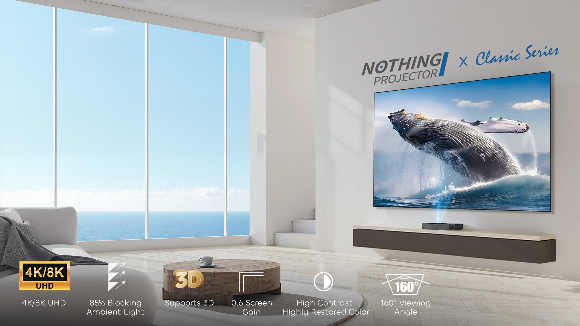 NP Classic PET Crystal ALR Screen - 95% Ambient Light Rejection & Ultra-Slim Bezel for Bright Room Cinema Nights