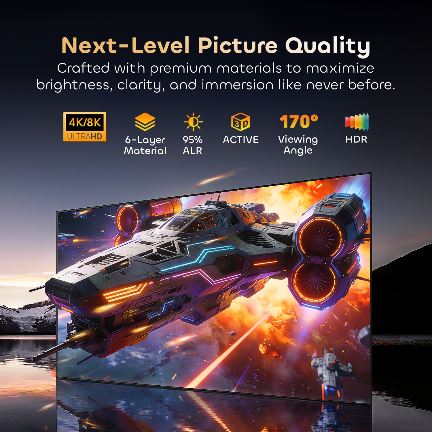 Nothing Projector Long Throw ALR screen delivers 4K/8K, 3D, and 95% ambient light rejection.