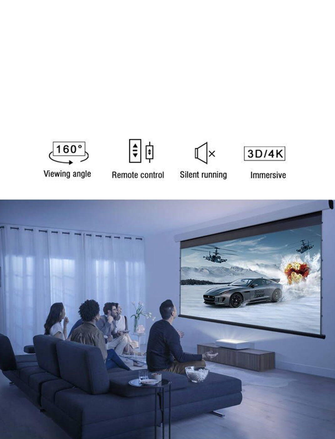 NothingProjector Black Serise Slimline Motorized Tension Drop Down ALR ...