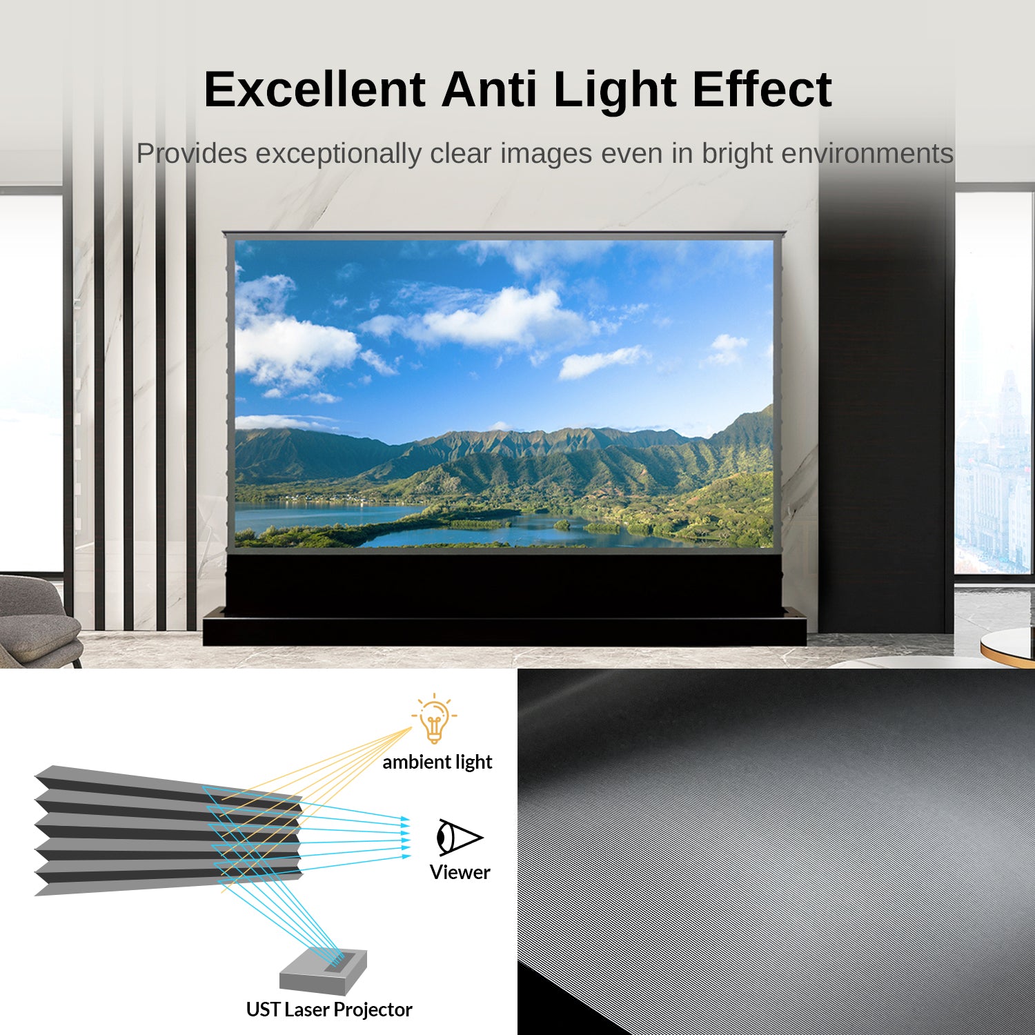 84''-120''Nothing Projector Black Series Motorisierter Boden steigt leinwand Für ultrakurzdistanz beamer