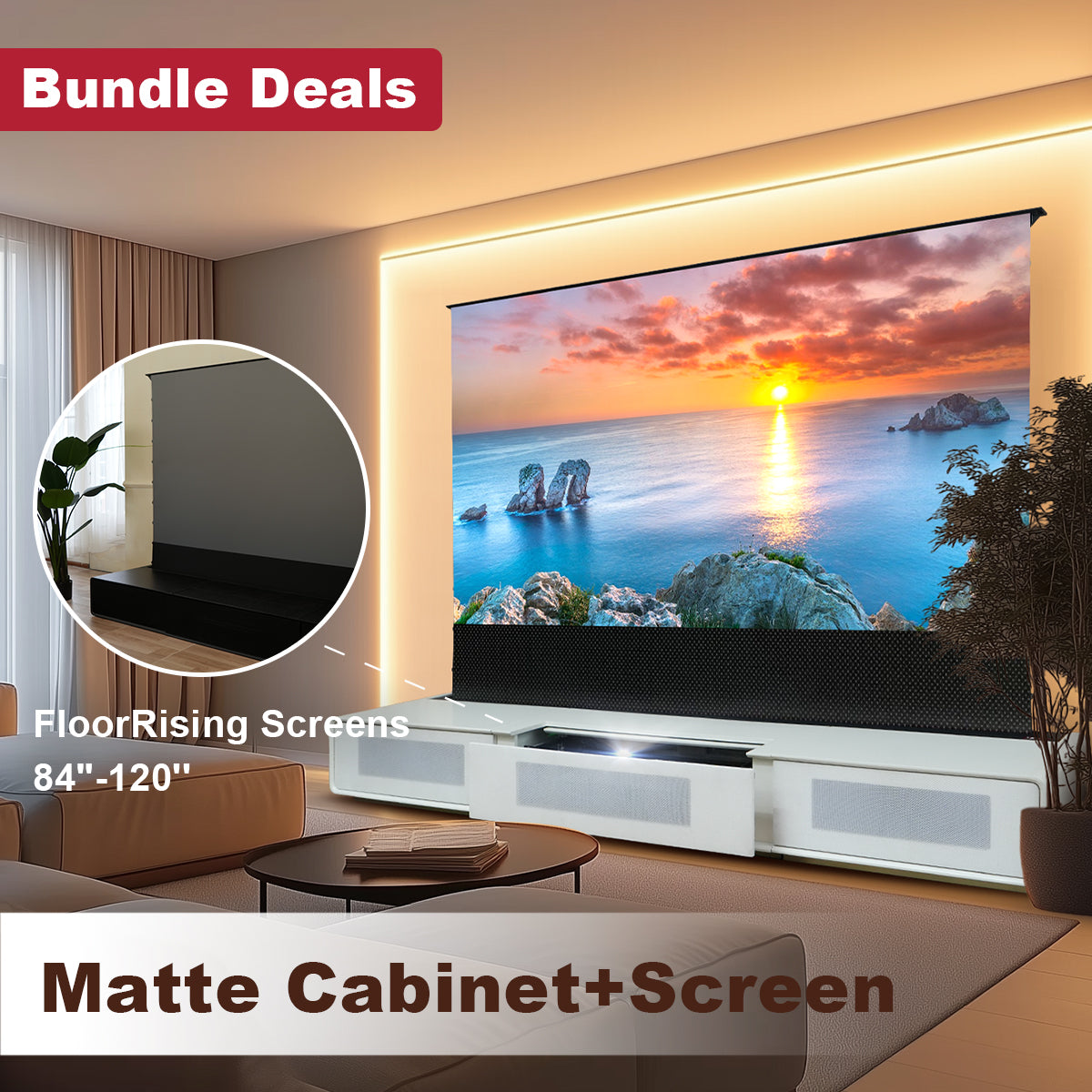 Shore ust Projector Matt Cabinet + Motorized Bodenleinwand Elektrisch Bündeln