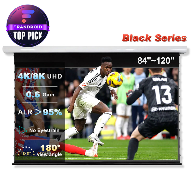 NothingProjector Black Series Slimline Motorized Tension Drop Down 95% ALR Projector Screen