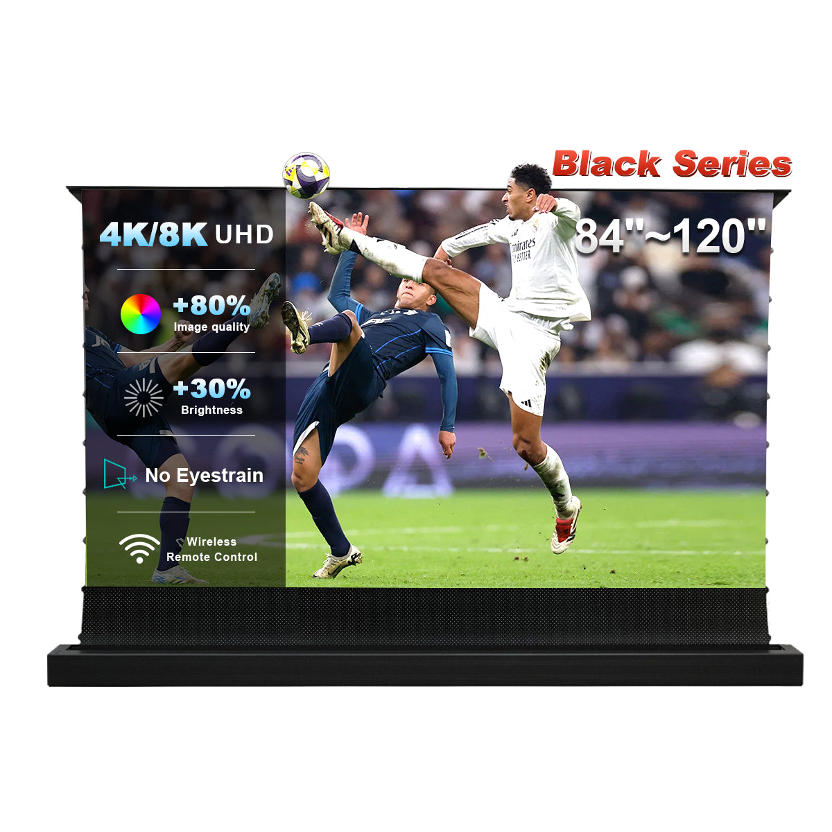 84''-120''Nothing Projector Black Series Motorisé Motorisé Du Sol Écran Pour ultra courte focale Vidéoprojecteur