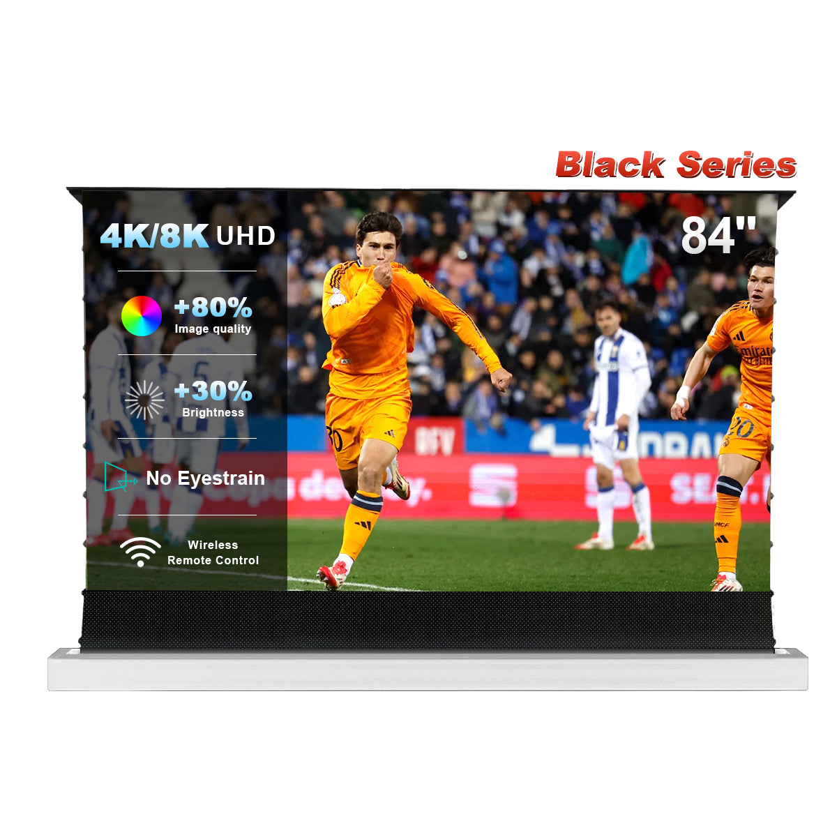 84''-130'' Nothing Projector Black Series Motorisé Motorisé Du Sol Écran Pour un Long Lancer Vidéoprojecteurs