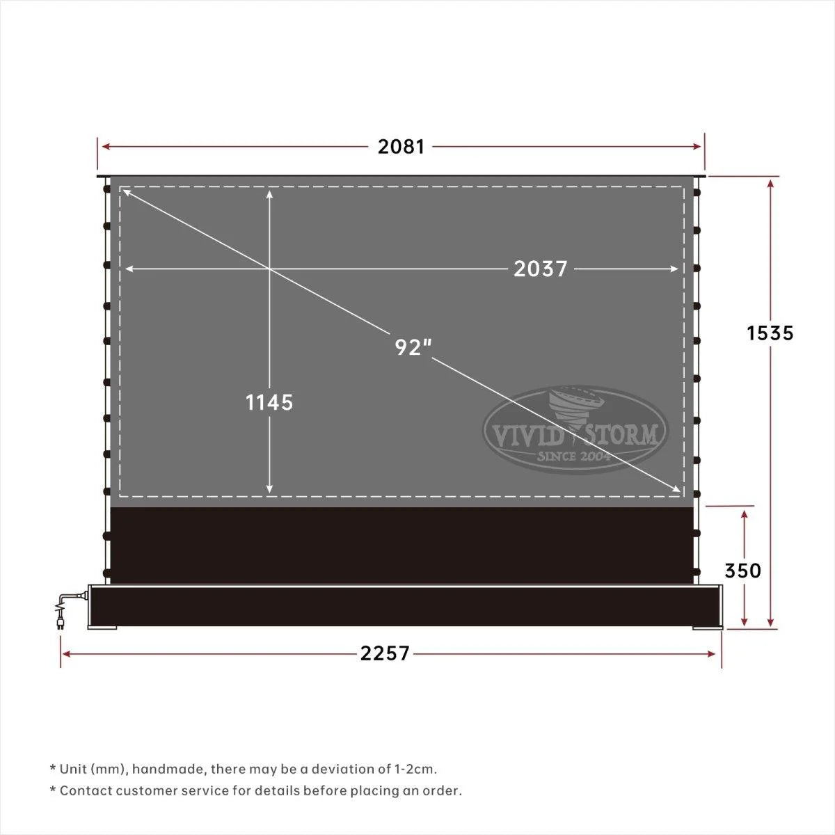 72"-120Zoll VividStorms Pro Motorized Spannungsboden steigende UST -AL -Projektor leinwand