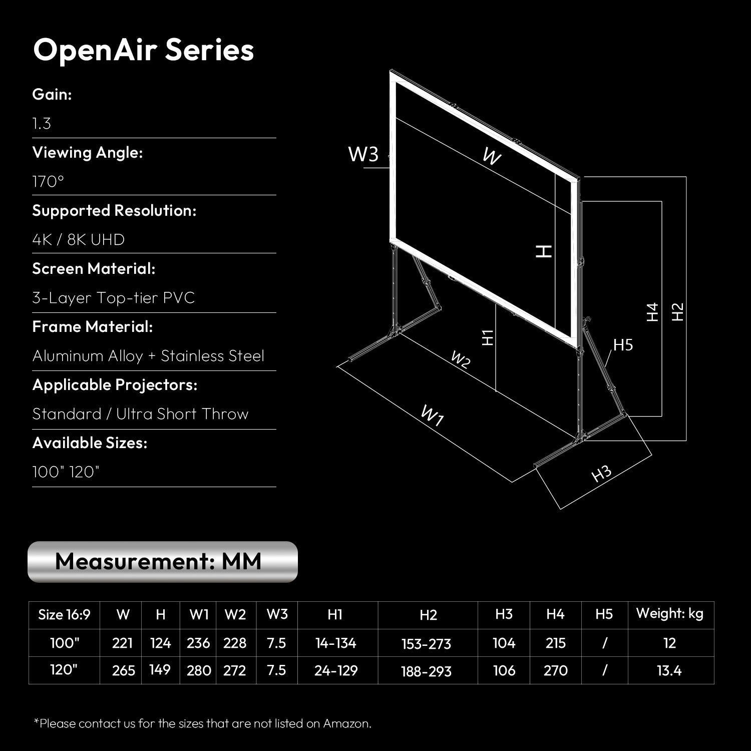 NothingProjector Tragbares, zusammenklappbares Outdoor-Camping der OpenAir-Serie leinwand mit Stand 1.3 Gain, 4K/8K UHD, 3-lagiges PVC, schnelle Einrichtung ohne Werkzeug
