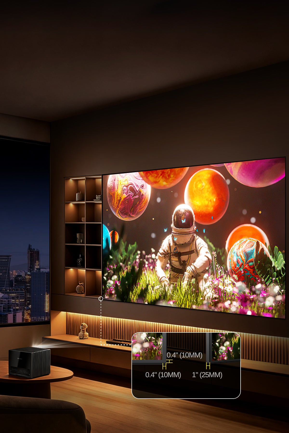 Nothingprojector ALR Long Throw Screen's 1cm ultra-slim bezel merges invisibly with walls, expanding your visual canvas for borderless cinematic immersion in movies and gaming.