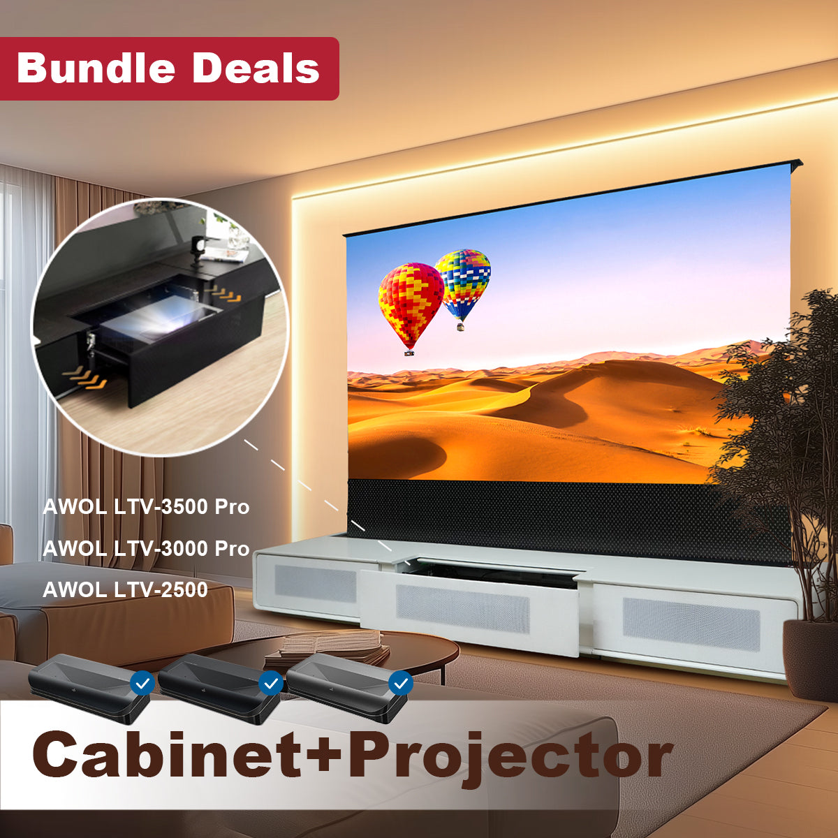 Shore Meuble Pour Vidéoprojecteur  Ultra Courte Focale + Awol Vision 3D RGB LTV Bundle