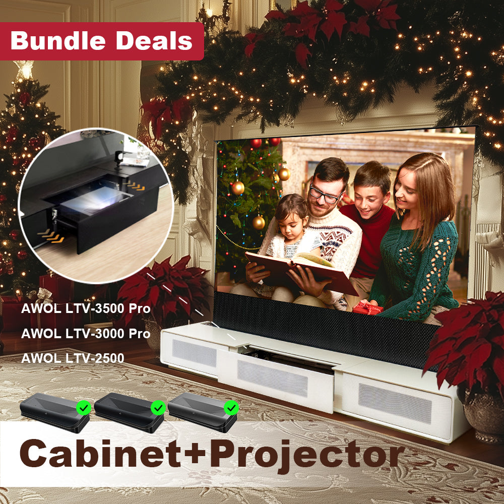 Shore ROLATV Rollable Laser TV Cabinet + AWOL VISION 3D RGB LTV Bundle