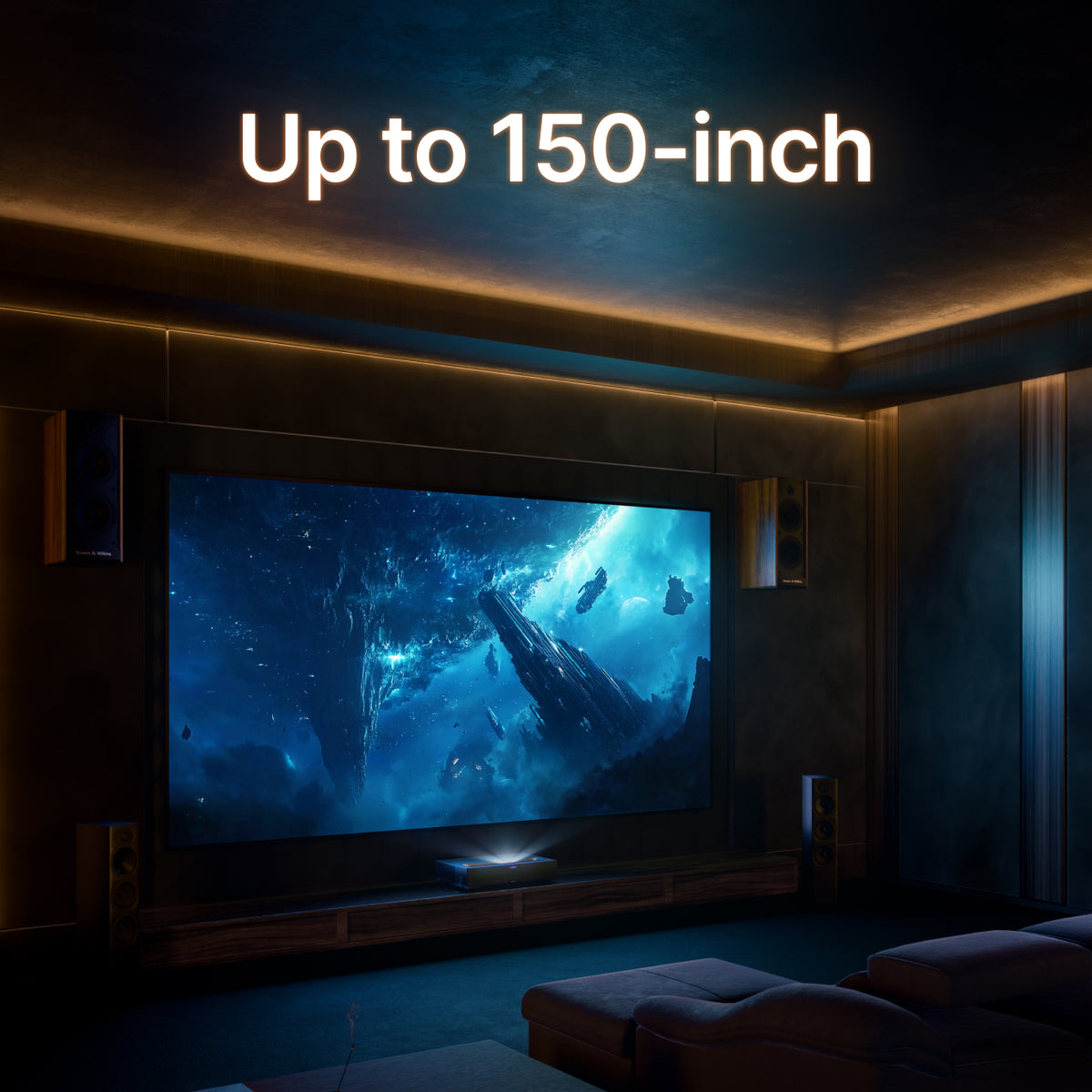 (Bundle) Formovie Theater Premium Triple Laser 4K TV UST Projector + Black Series Motorized ALR Projector Screen
