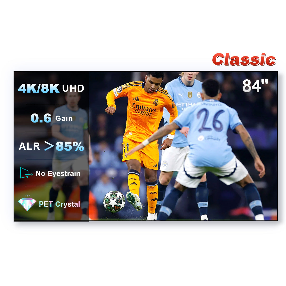 84''-120'' NothingProjector PET Crystal Classic 85% ALR UST Projector Screen