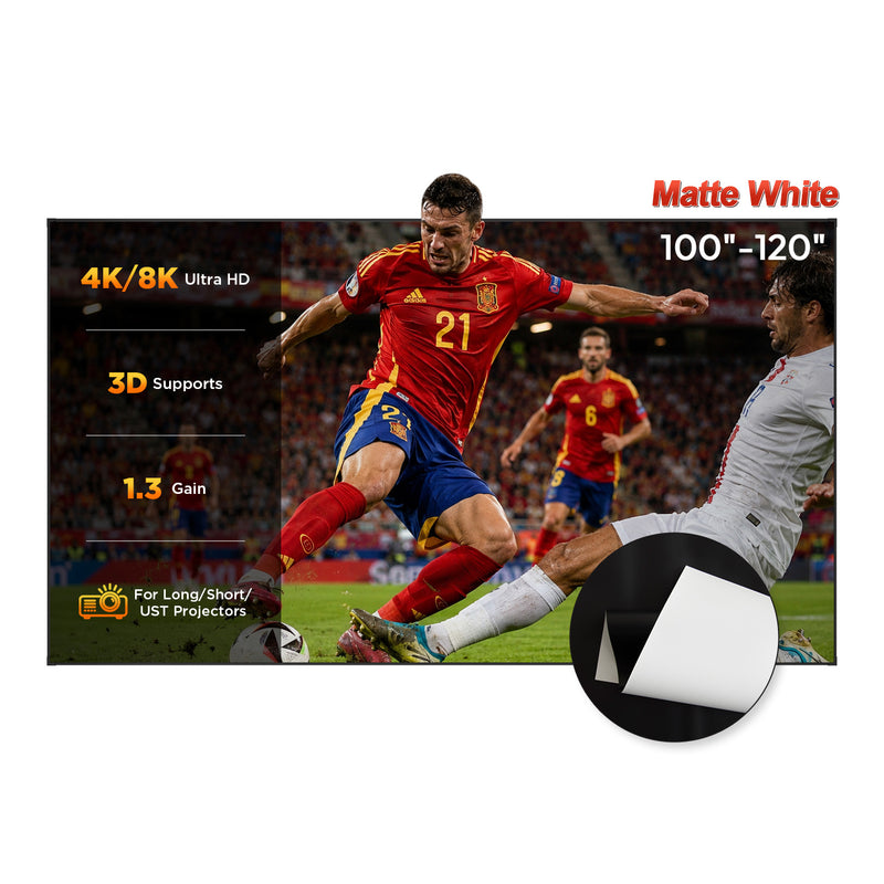 100''-120'' NothingProjector Matte White Fixed Frame Screen For Long/Short/UST Projector