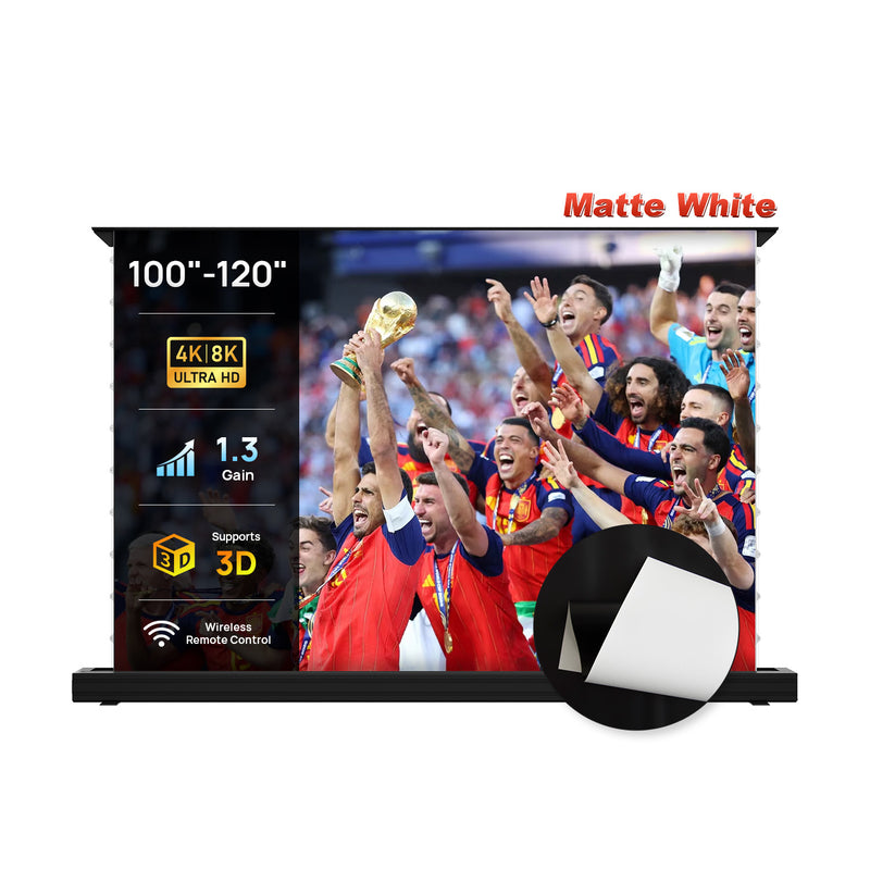 100''-120'' NothingProjector Matte White Motorized Floor Rising Screen For Long/Short/UST Projector