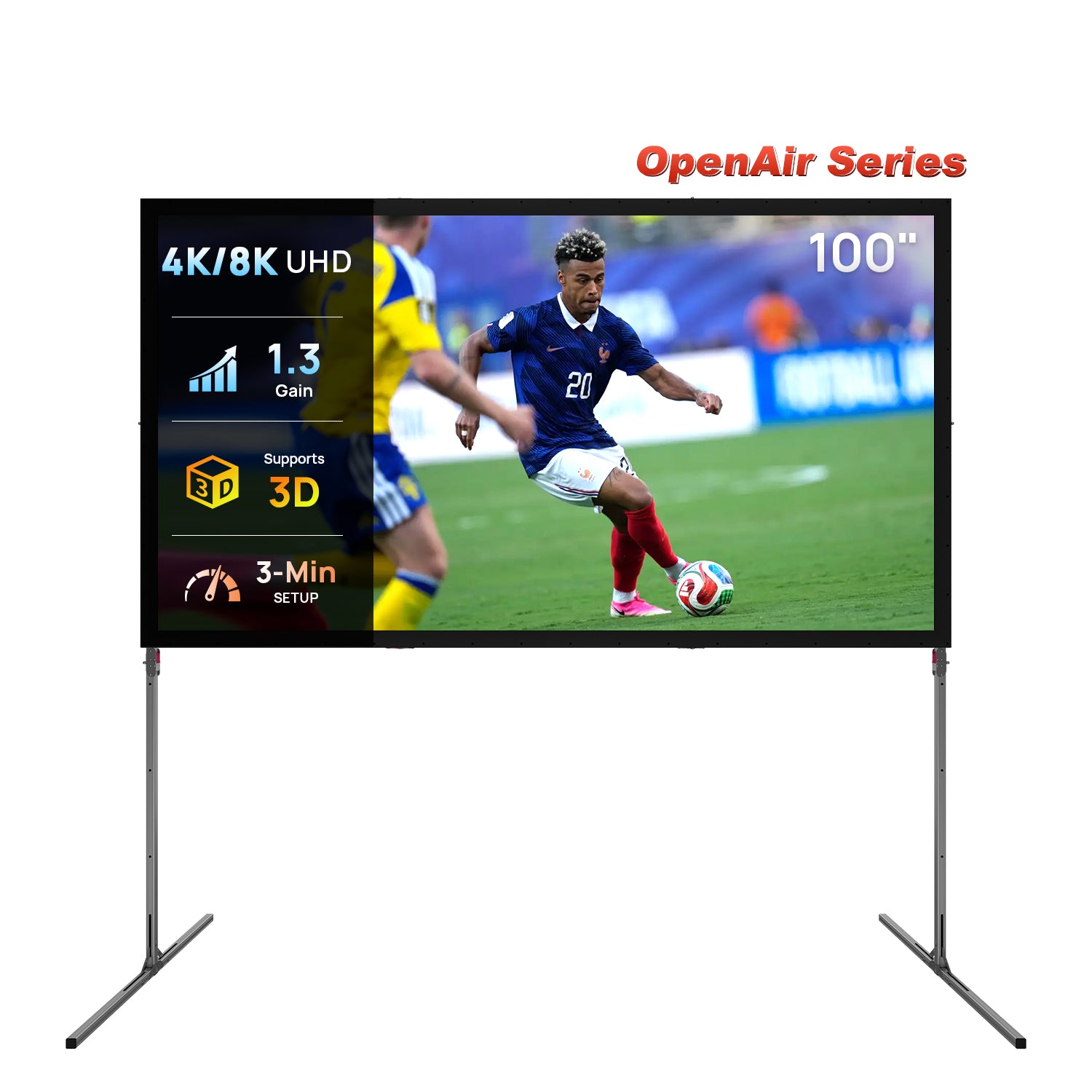 NothingProjector Tragbares, zusammenklappbares Outdoor-Camping der OpenAir-Serie leinwand mit Stand 1.3 Gain, 4K/8K UHD, 3-lagiges PVC, schnelle Einrichtung ohne Werkzeug