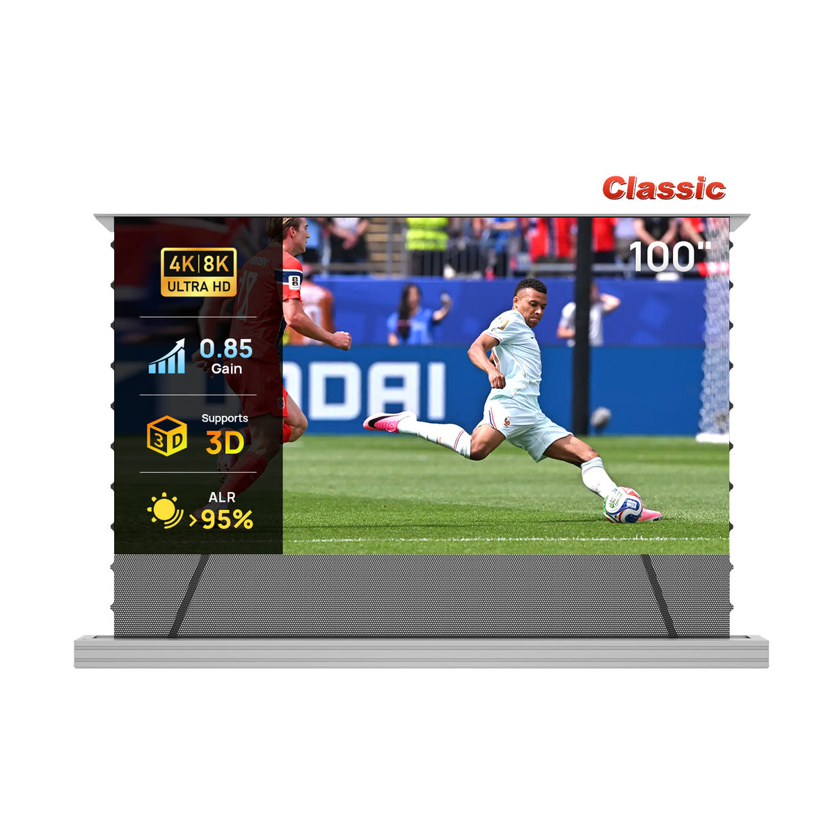 84''-120'' NothingProjector PET Crystal Classic 85% ALR Motorized Floor Rising Screen For UST Projector