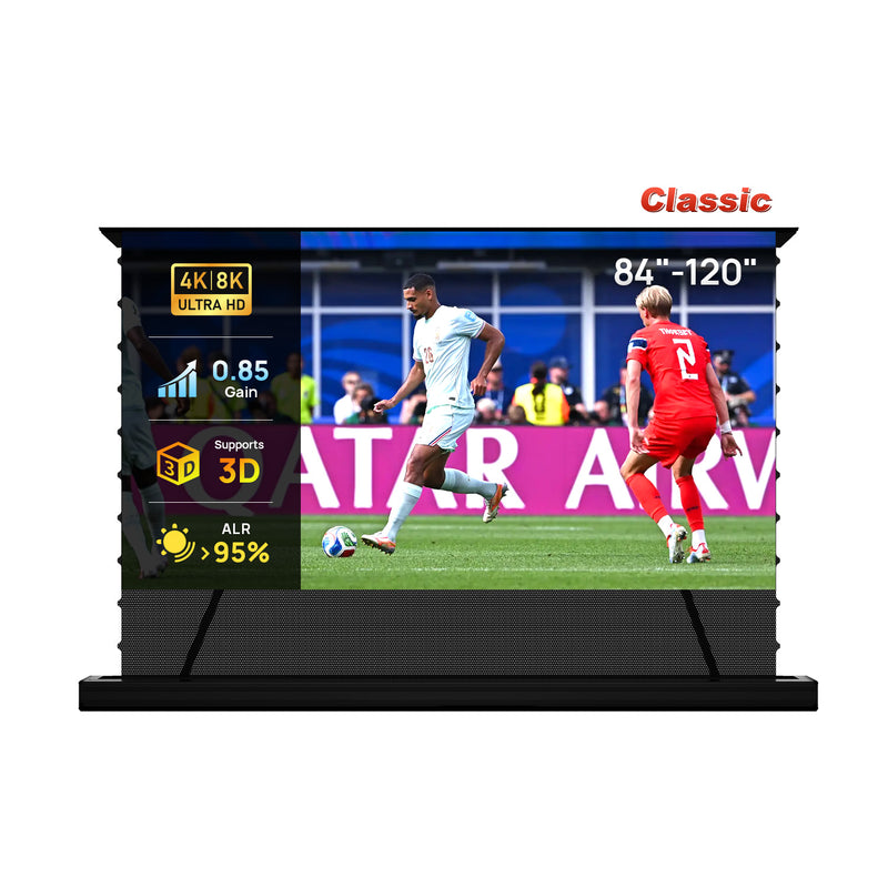 84''-120'' NothingProjector PET Crystal Classic 85% ALR Motorized Floor Rising Screen For UST Projector