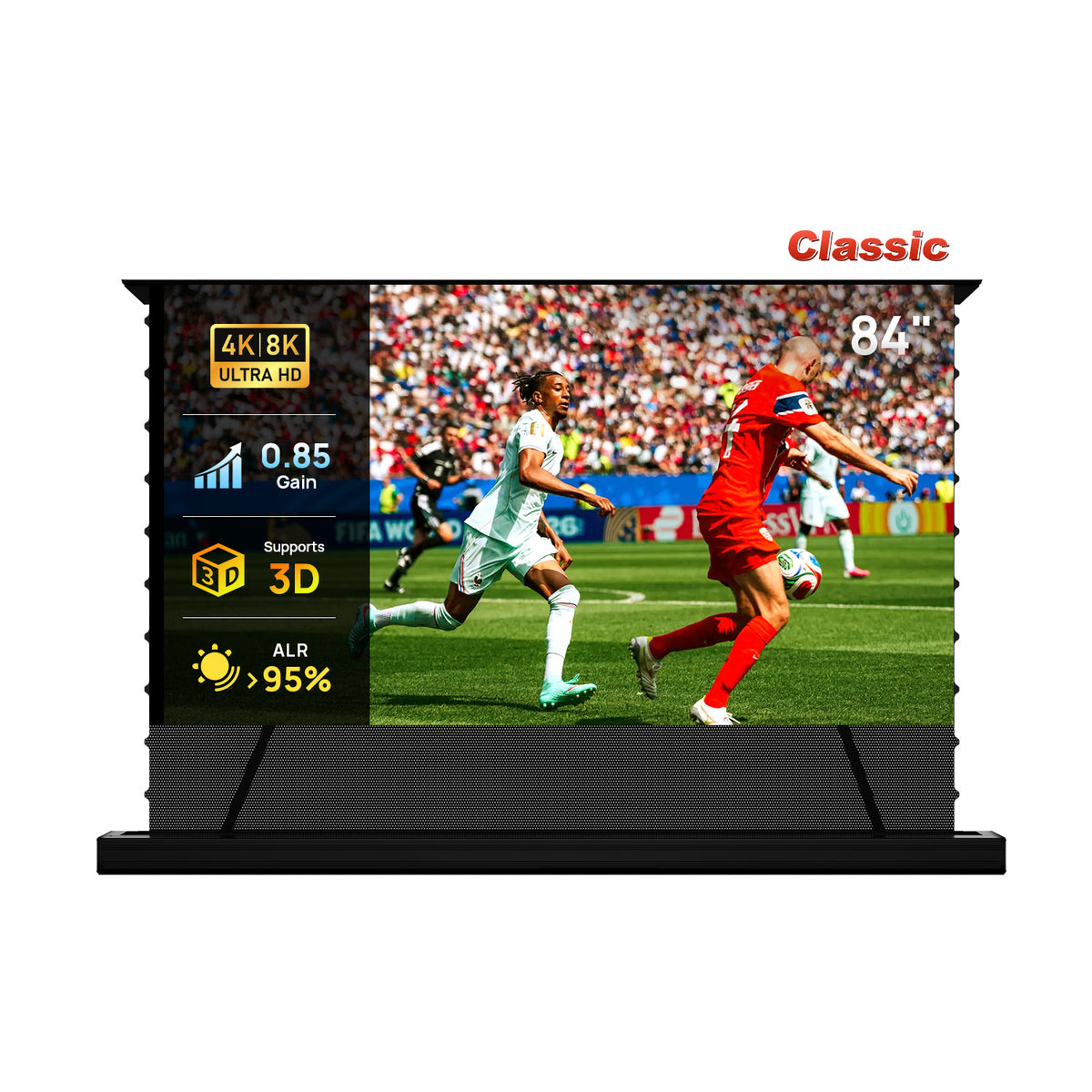 84''-120'' NothingProjector PET Crystal Classic 85% ALR Motorized Floor Rising Screen For UST Projector