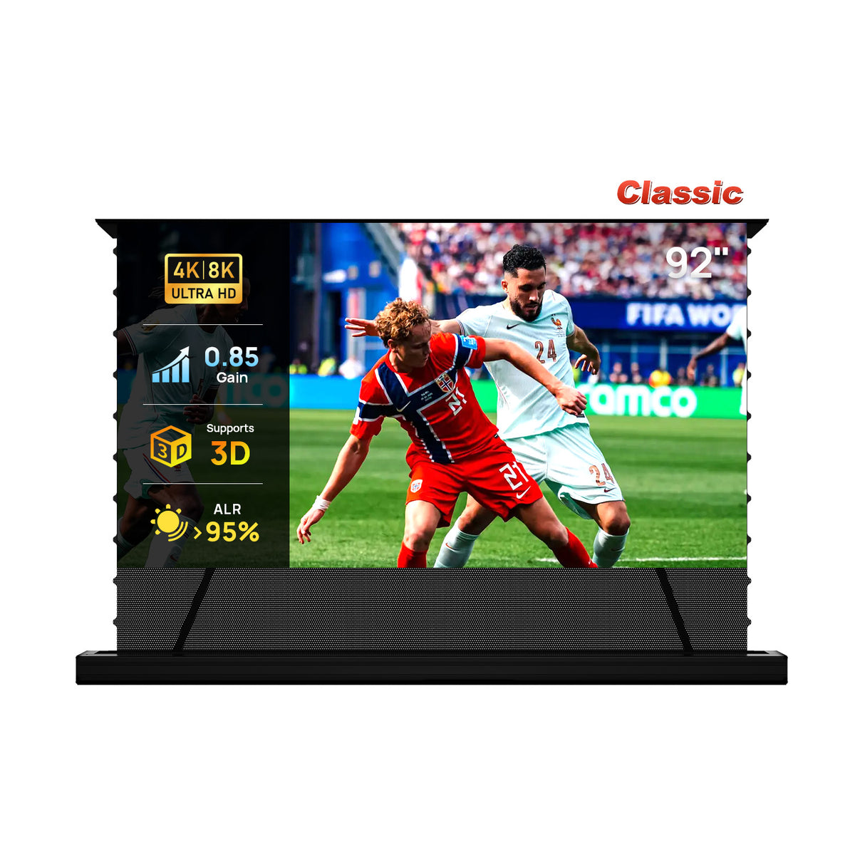 84''-120'' NothingProjector PET Crystal Classic 85% ALR Motorized Floor Rising Screen For UST Projector