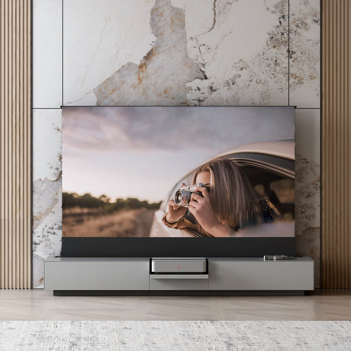 NothingProjector Smart Motorized Laser TV Cabinet in Gray