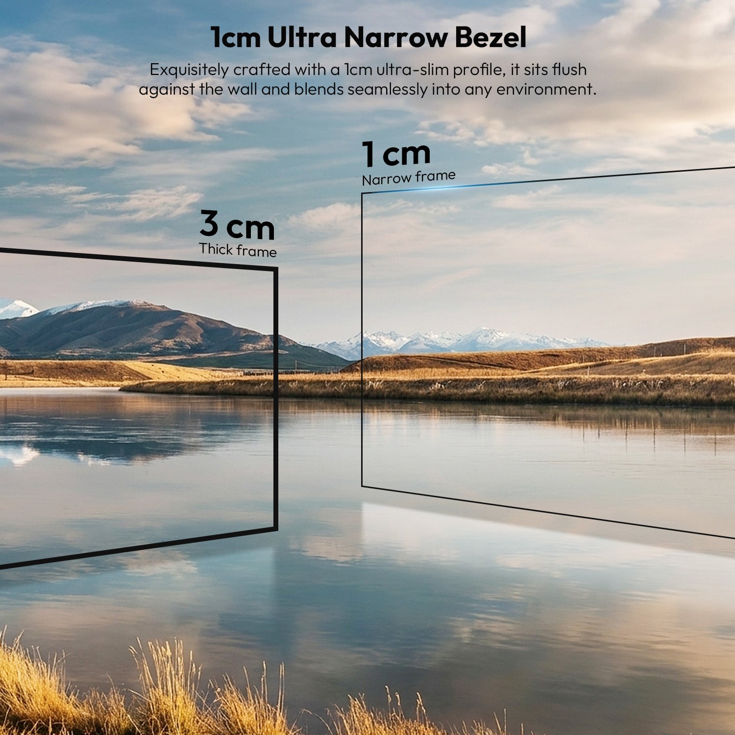 1cm ultra-narrow bezel comparison versus standard 3cm frame on NothingProjector Fresnel ALR Screen