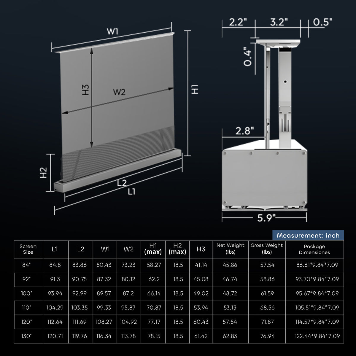 NothingProjector Motorized Floor Rising 95% ALR Projector Screen Size