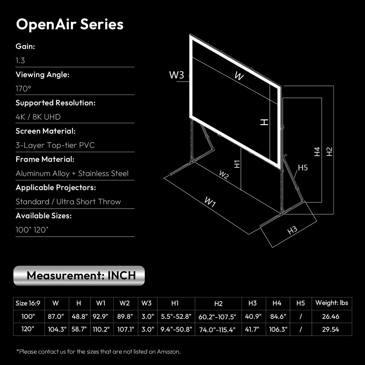 NothingProjector OpenAir Series Outdoor Camping Portable Folding Screen with Stand 1.3 Gain, 4K/8K UHD, 3-Layer PVC, Tool-Free Fast Setup