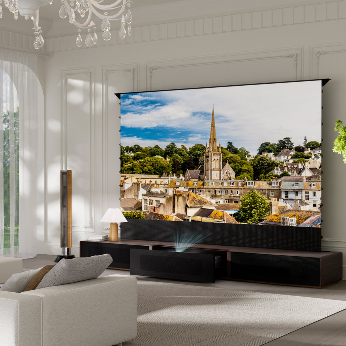 Premium Customizable Walnut Laser TV Cabinet for UST Projector (Pre-Assembled)